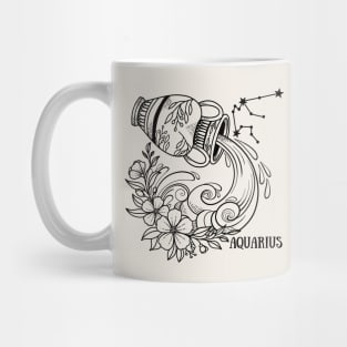 Aquarius Zodiac Sign Floral Mug